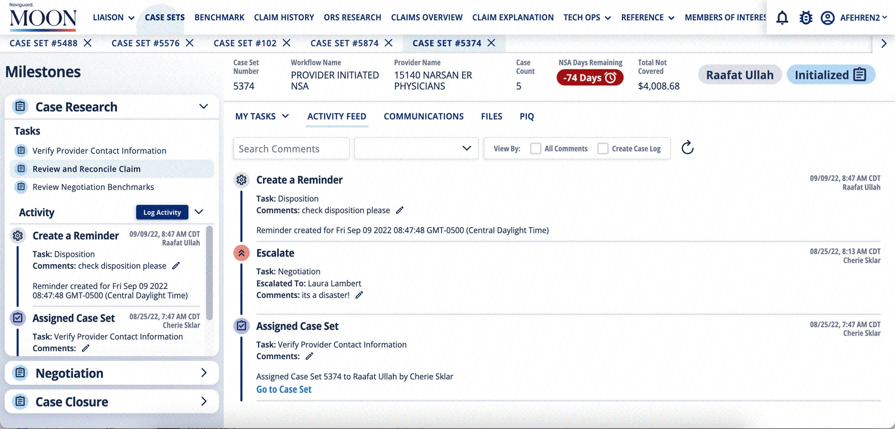  Naviguard Moon Application - Activity Log 